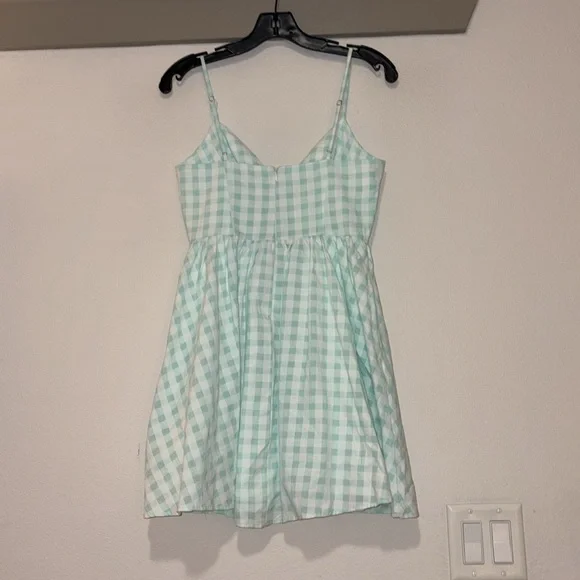 Zara Floral Beaded Gingham Fit and Flare Mini Dress SZ S NWT - Picture 6 of 7